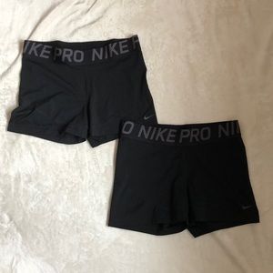 Two pairs of Nike pro dri-fit shorts
